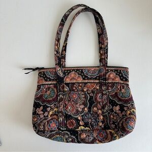Vera Bradley Kensington Print Black Brown Floral Paisley Bag Purse Tote Retired